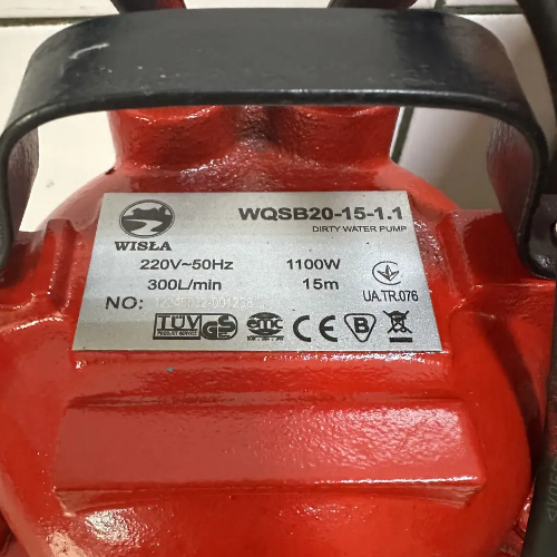 Насос фекальний 1,1кВт 10,5м 250л/хв WQSB 20-15 WISLA | Зображення 1