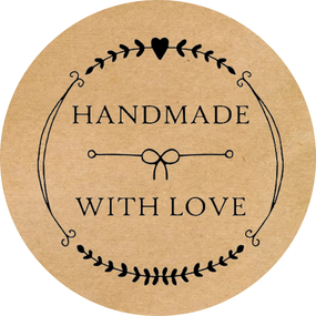 Этикетка наклейка круглая крафт "Handmade 1", Диаметр 50 мм, 250 шт/рулон, Viskom