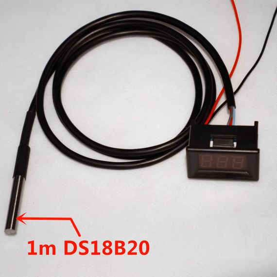 Термометр цифровой встраиваемый с датчиком DS18B20 -55 ℃ ~125 ℃ красный 4-28В | Зображення 4