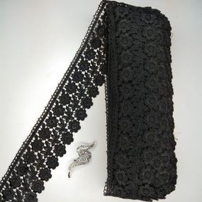 Кружево макраме  7,5см (20м) Цвет - Черный (25-F1375E1-8)