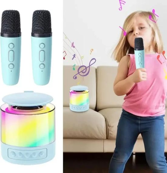 Портативна акустична колонка K19 з Bluetooth та LED-підсвічуванням для караоке бірюзовий | Зображення 1