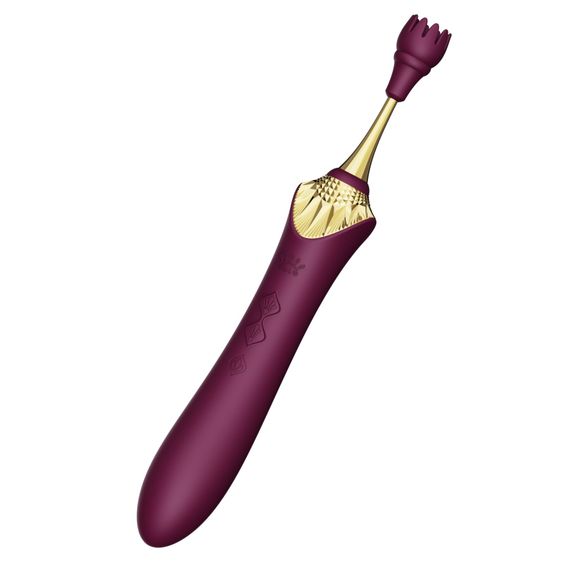 Мультифункціональний вібратор Zalo — Bess 2 Velvet Purple, 4 насадки, підігрів | Зображення 4