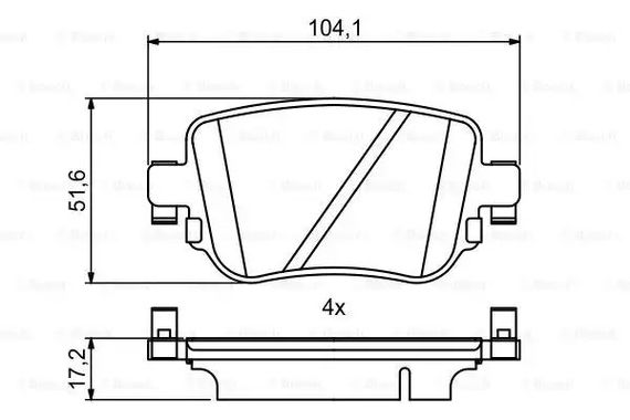Колодки гальмівні дискові SKODA OCTAVIA 1.8 2.0 2012-,SEAT LEON 2012-задн.  BOSCH (0986494797) | Зображення 6