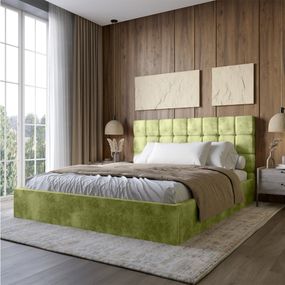 Двоспальне дерев'яне ліжко з м'яким узголів'ям LION Піксі Silk 202 (Авокадо) 160х200 см (LION-041653)