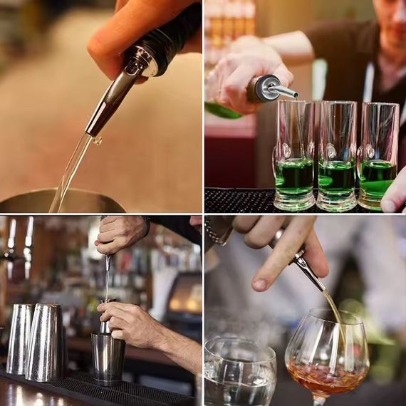 Набір гейзерів дозатор з захисним ковпачком Bar House pourer металеві 4 шт. Сріблястий | Зображення 4