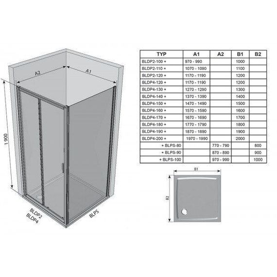 Душевые двери Ravak Blix BLDP2- 110 Полир. алюм. Transparent | Зображення 5