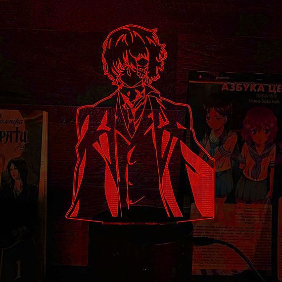 Акриловый светильник-ночник Осаму Дазай 3 красный tty-n002321