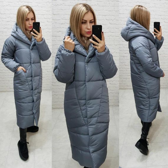 Пуховік арт. А-500, темно сірий