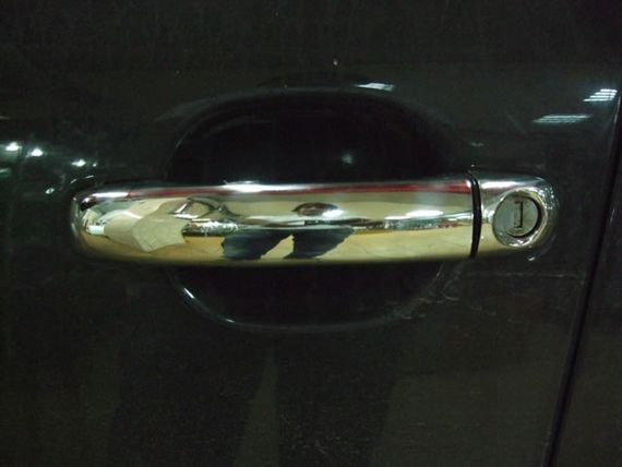 Накладки на ручки (4 шт., Нерж.) 2009-2014, Carmos, під кнопку для Ауди Q7 рр | Зображення 3