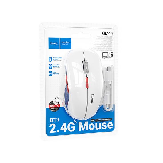 Миша бездротова HOCO GM40, 1600DPI, 2.4GHZ, White, Blister | Зображення 1
