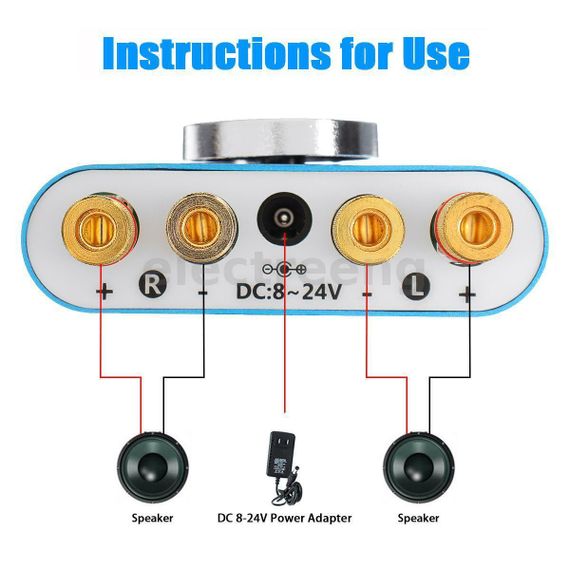 Цифровой Bluetooth усилитель мощности звука плата AUX USB 40 Вт 8-24 В 60 мА 20 Гц-20 КГц Sinilink APP | Зображення 5
