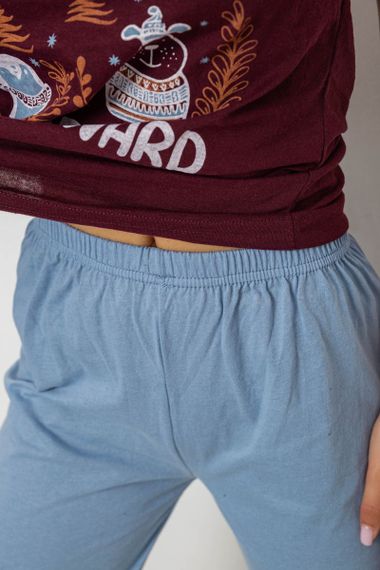 Пижама женская с принтом  -уценка, цвет бордовый, 243R30018-U | Зображення 4