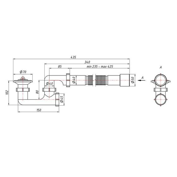 Сифон для душевого поддона Lidz (WHI) 60 04 P001 00 с ревизией (выход 40/50 мм) | Зображення 1