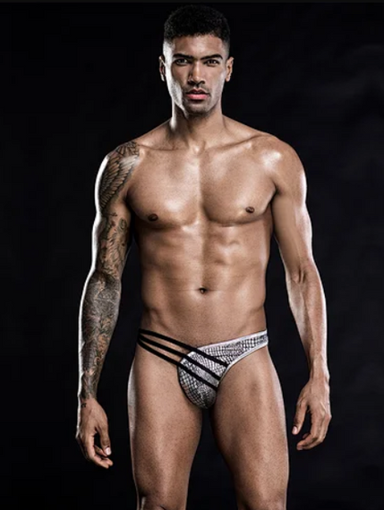 Чоловічі срібні труси під зміїну шкіру Theodore S/M sexstyle | Зображення 1