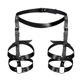 Шкіряні гартери Art of Sex - Melani Leather garters, Чорні L-2XL Sex Aura