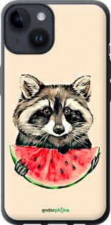 Чохол на iPhone 14 Єнотик з кавуном "4605u-2648-2448"