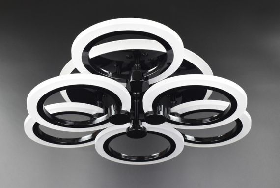 Люстра світлодіодна стельова LED світильник для квартири на стелю лед з пультом 26118 Чорний 11х47х47 см.