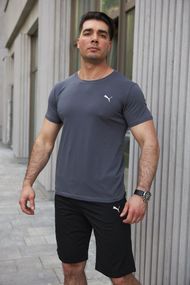 Комплект чоловічий Puma: футболка темно-сіра + шорти чорні (9833314551)