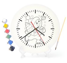 Детский набор для творчества часы раскраска Снеговик на коньках 30 см (Г0077)