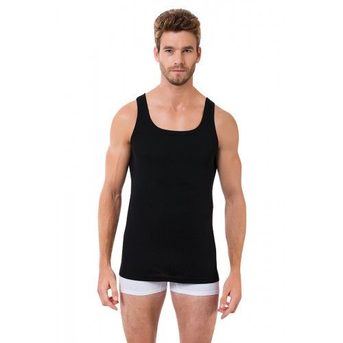 Майка чоловіча з бавовни чорного кольору. Модель 1015 OZTAS M