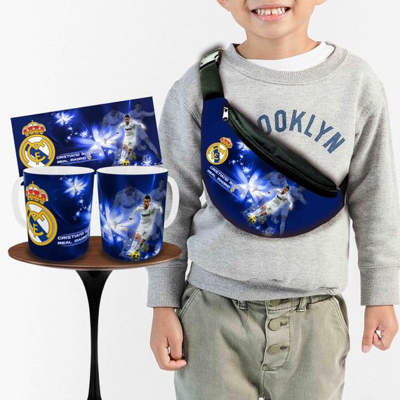 Набір: дитяча сумка-бананка+кружка Кріштіану Роналду 32х15см, бананка для хлопчика через плече на подарунок (00910)