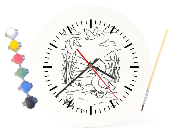 Дитячий набір для творчості годинник-розмальовка Гидке каченя (за мотивами книги Ганса Крістіана Андерсена) 30 см (Г0017) | Зображення 3