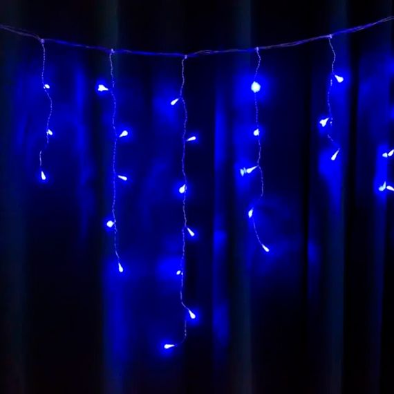 Гирлянда 150LED Штора Blue,медный провод,5x0.7 метра,прозрачная изоляция,BOX