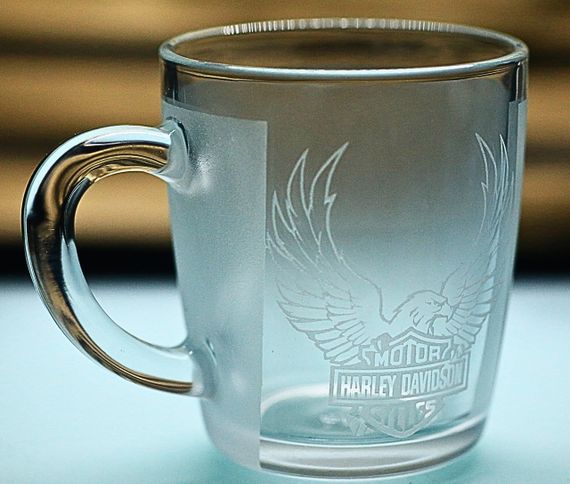 Стеклянная чашка 350 мл с гравировкой Harley-Davidson для настоящего байкера кружка с гравировкой Харлей | Зображення 1