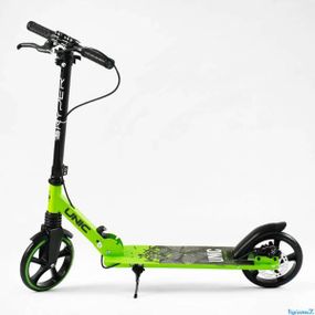 Самокат двоколісний з ручним гальмом UN-36502 Skyper Unic Чорний із салатовим