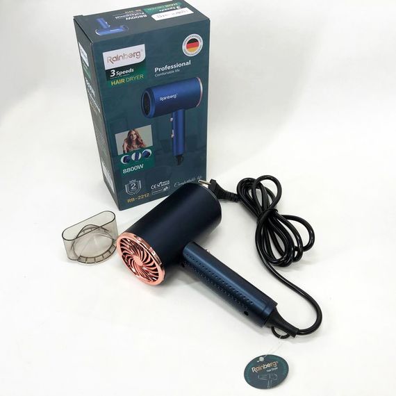 Фен Rainberg RB-2212 8800 W з регуляцією температури та швидкості для сушіння та укладання волосся. VN-549 Колір: синій | Зображення 8