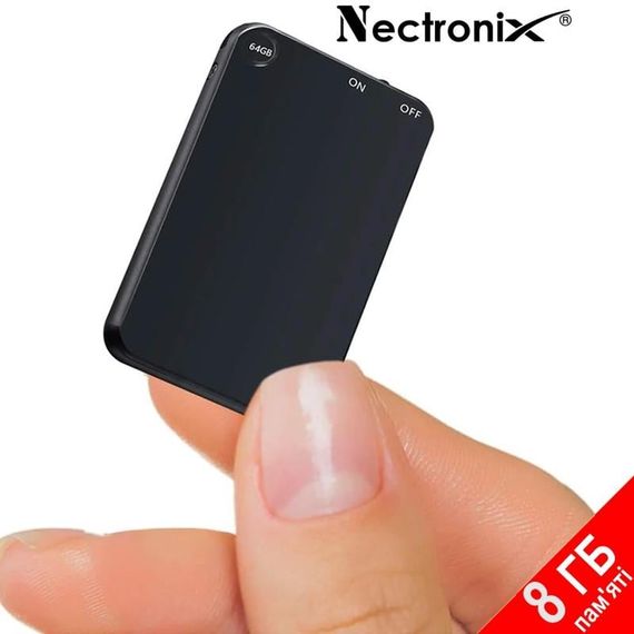 Диктофон-брелок міні Nectronix V15 з активацією голосом 30 годин запису 8 Гб Чорний | Зображення 1