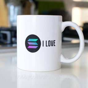Кружка з принтом "Solana i love" 330 мл Біла