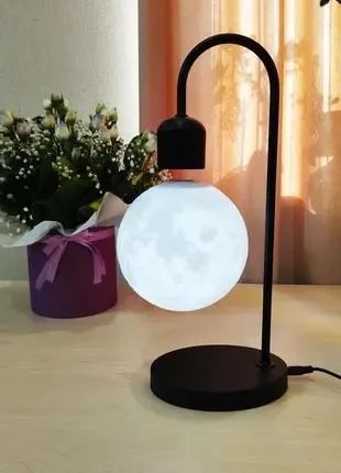 Лампа - ночник настольная левитирующая с магнитной зарядкой Луна, беспроводная зарядка | Зображення 1