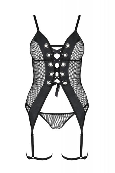 Корсет та стрінги чорний S/M BETH CORSET - Passion | Зображення 2