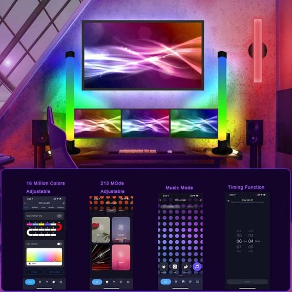 Настольная LED лампа RGB 5V Panel 2 Single side Bluetooth dual pack USB with app Black | Зображення 2