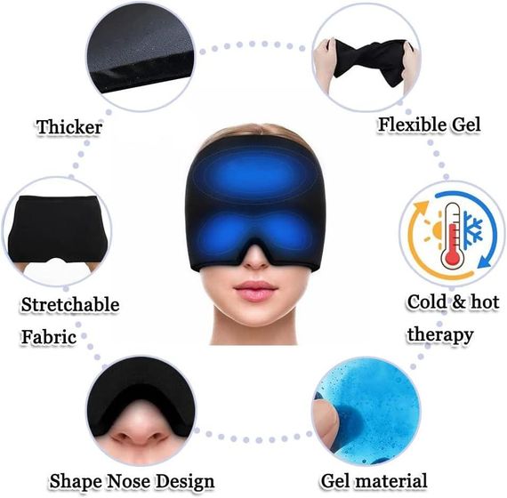 Маска-шапка ThermaxCap гелевая от головной боли/мигрени/стресса/опухших глаз Черный | Зображення 5