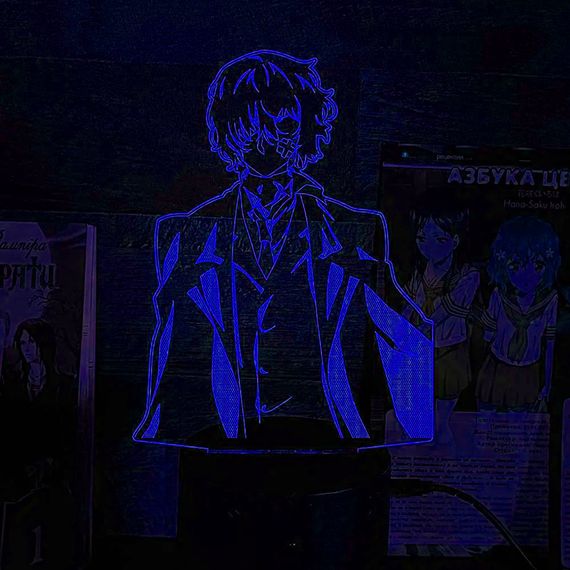 Акриловый светильник-ночник Осаму Дазай 3 синий tty-n002319