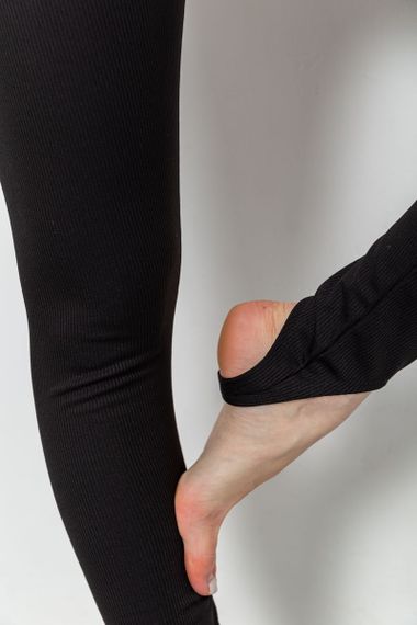 Лосини в рубчик на флісі, колір чорний, 102R365 | Зображення 5