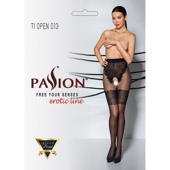 Колготки с открытым доступом Passion TIOPEN 013 black 5 (20/40 den), ажурные трусики и подвязки | Зображення 4