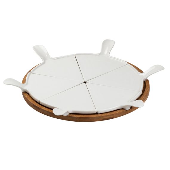 Тарілка для піци 28 см порцелянова обертається, бамбукова основа HP1248 | Зображення 3