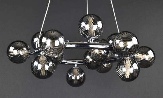 Люстра підвісна на 15 лампочок 27506 Хром 35-140х51х51 см. | Зображення 3