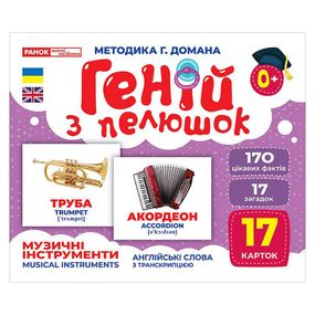 Набір розвиваючих карток Геній з пелюшок "Музичні інструменти" 10107203, 17 карток