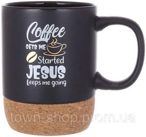 Кружка керамическая "Coffee Time" 400мл с пробковым основанием, черная BD-994-001