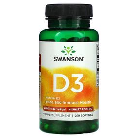 Витамин D Swanson Vitamin D3 Hignest 5000IU (125mcg) 250 Softgels SWA-11371