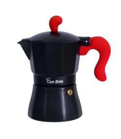 Кофеварка гейзерная алюминиевая Con Brio CB-6603, 150 мл (на 3 чашки), с красной ручкой, для дома и офиса