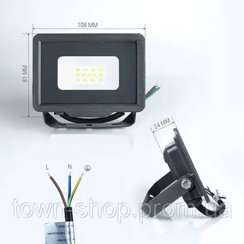 Светодиодный прожектор BIOM 10W S5-SMD-10-Slim 6200К 220V IP65 | Зображення 1