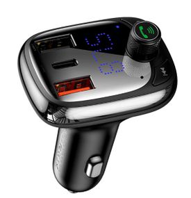 FM трансмиттер Baseus Lokomotive S-13 CCTM-B01 модулятор Bluetooth 2 USB 1 Type-C Черный