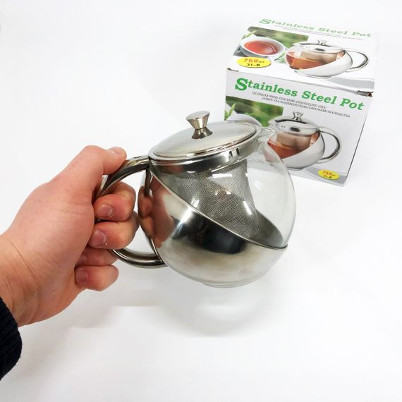 Скляний заварник із сітчастим фільтром UNIQUE UN-1162 0.75 л Зручний чайник для заварювання зі скла з ситом | Зображення 1