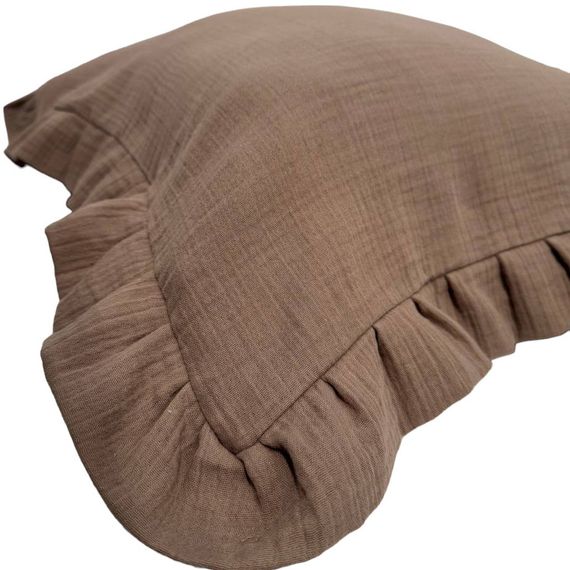 Наволочка декоративна SoundSleep Muslin Coffee 45х45 см з рюшами кава (94331967) | Зображення 5