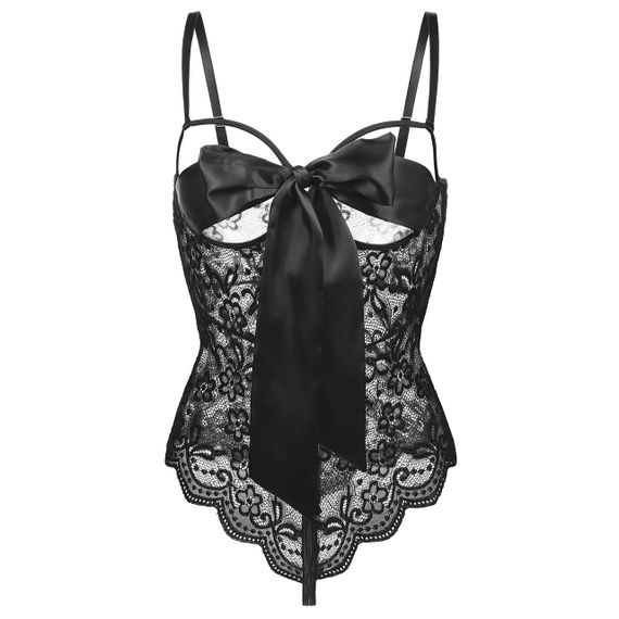 Сексуальний боді чорного кольору з атласними стрічками (розмір S) | Зображення 3